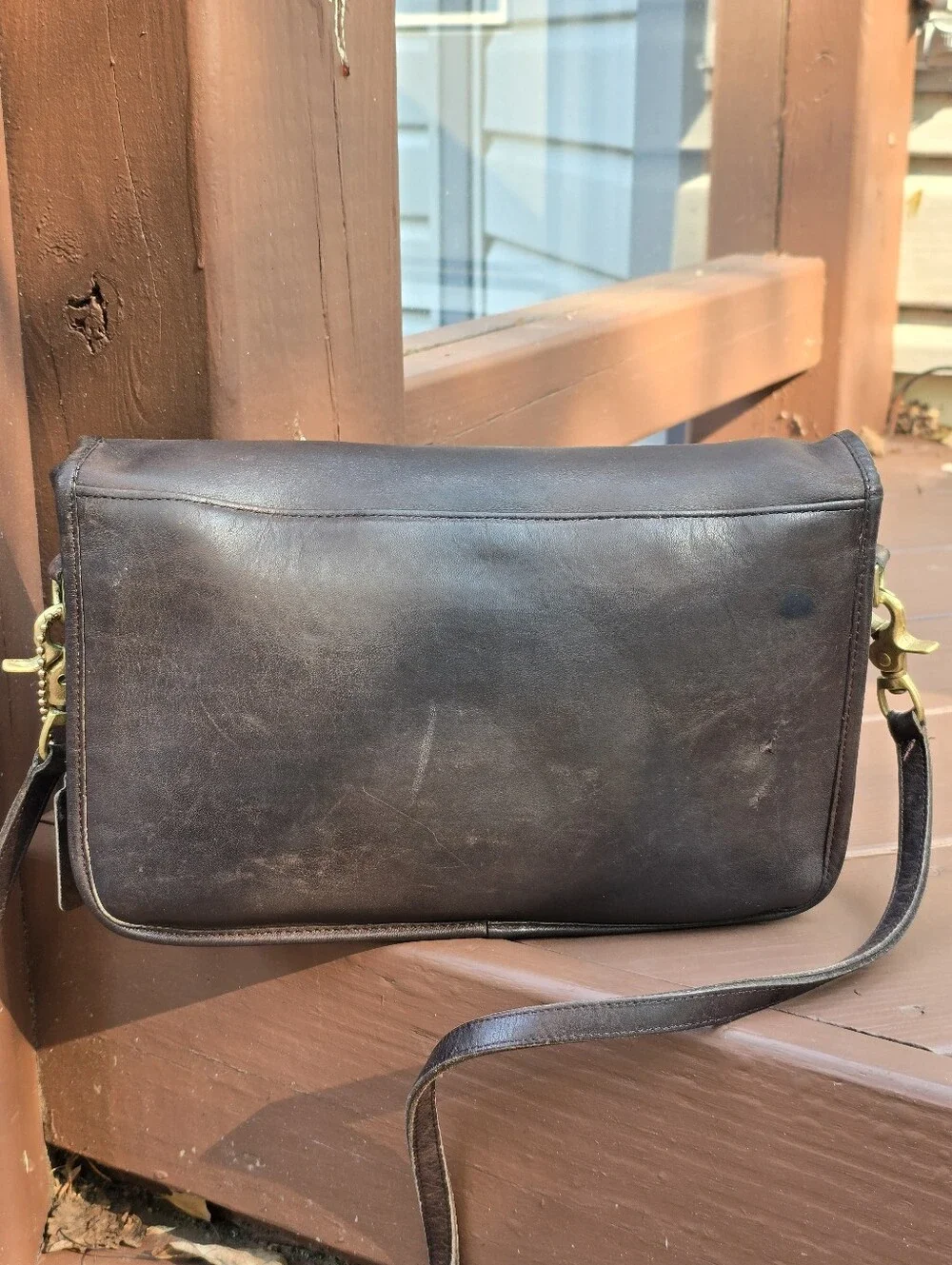 VINTAGE COACH Penny Pocket Purse Dark Mahogany Crossbody